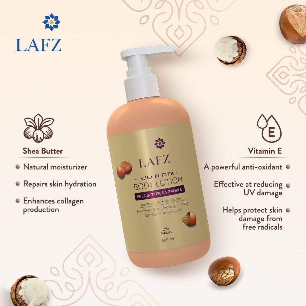 Lafz Halal Shea Butter Vitamin E Moisturizing Body Lotion 500ml