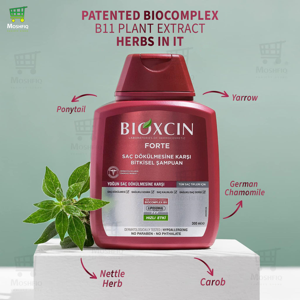 Bioxcin Forte Herbal Shampoo For Intensive Hair Loss 99%Effective For Healthy Growth, Hair Loss, Hair Thickness, Healthy Scalp,Turkish Shampoo 300ml