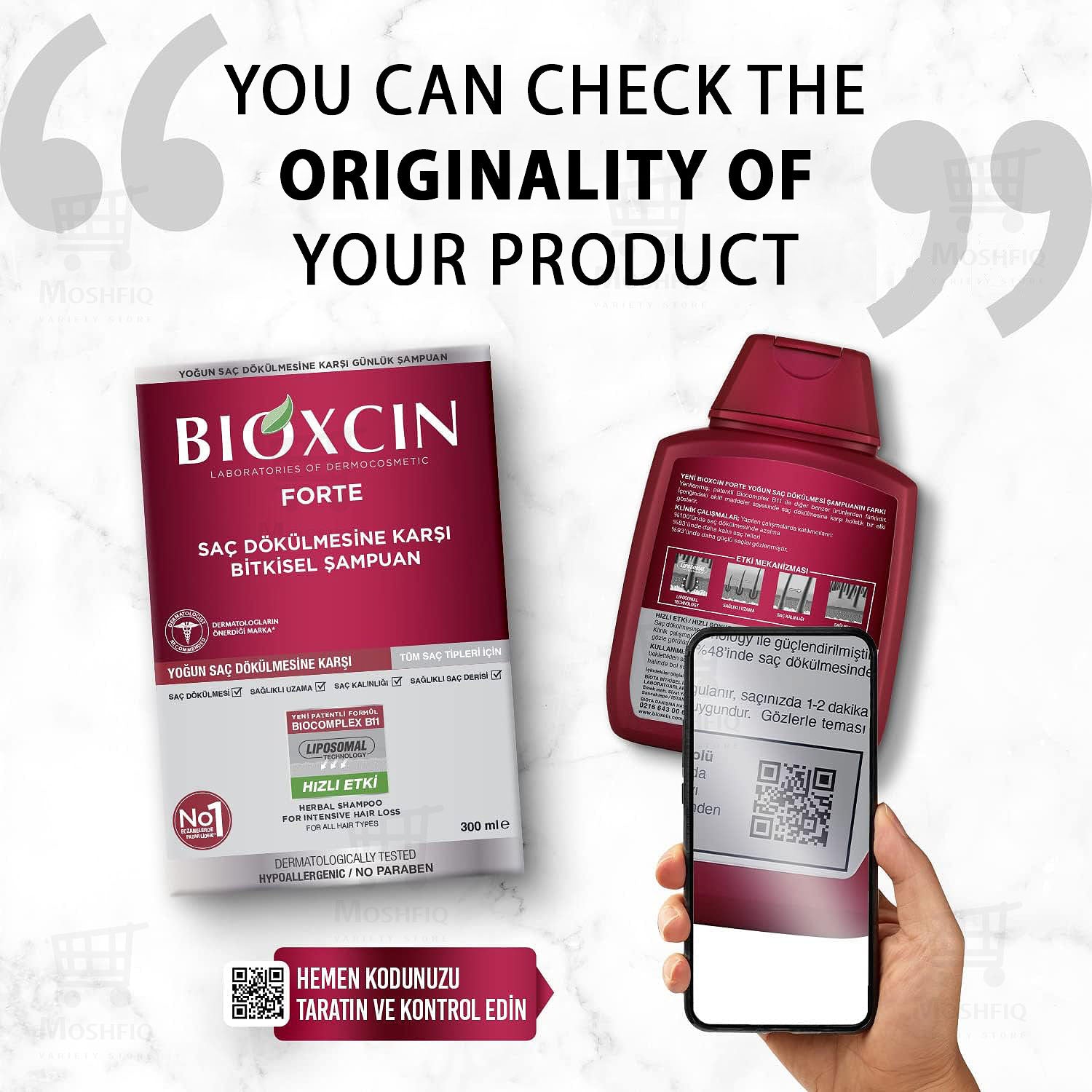 Bioxcin Forte Herbal Shampoo For Intensive Hair Loss 99%Effective For Healthy Growth, Hair Loss, Hair Thickness, Healthy Scalp,Turkish Shampoo 300ml